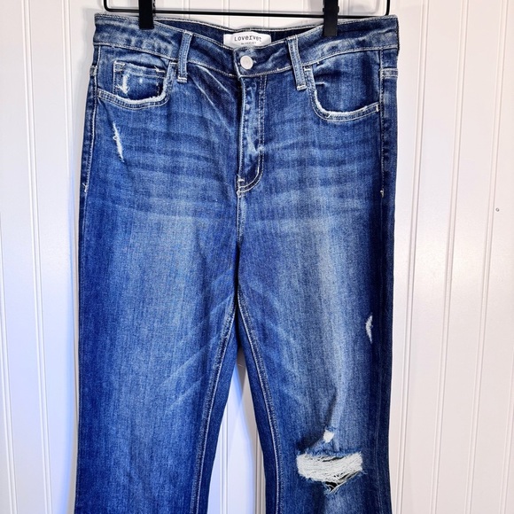 NWT Lovervet by Vervet High Rise Flare Jeans Distressed Raw Hem Size 28/7 - Picture 3 of 13
